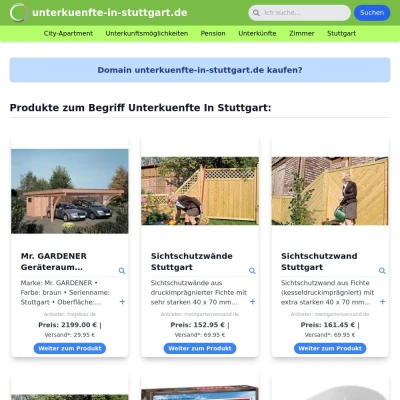 Screenshot unterkuenfte-in-stuttgart.de