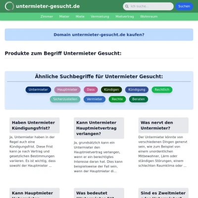 Screenshot untermieter-gesucht.de