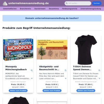 Screenshot unternehmensansiedlung.de