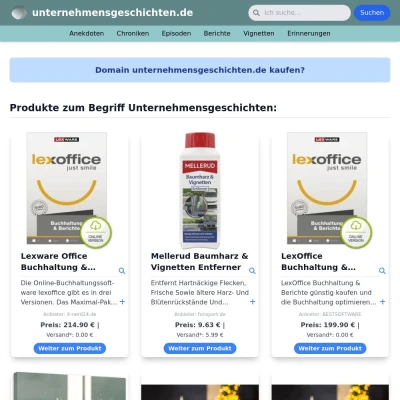 Screenshot unternehmensgeschichten.de