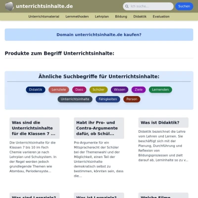 Screenshot unterrichtsinhalte.de