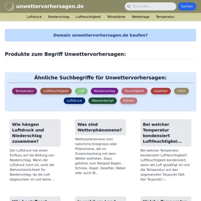 Screenshot unwettervorhersagen.de