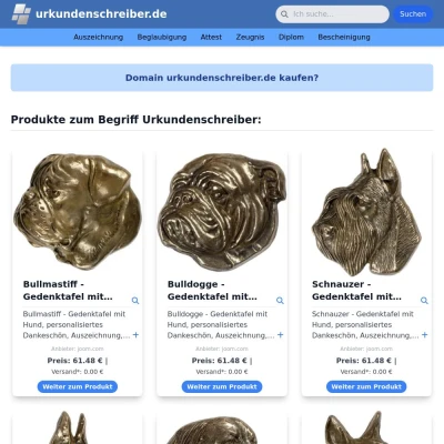 Screenshot urkundenschreiber.de