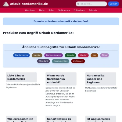 Screenshot urlaub-nordamerika.de