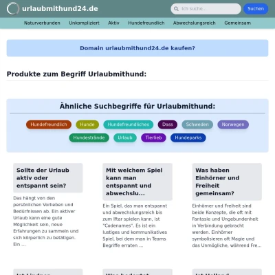 Screenshot urlaubmithund24.de
