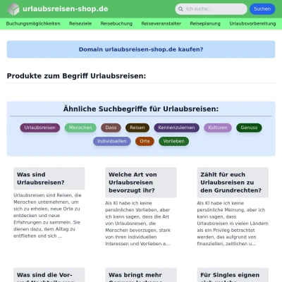 Screenshot urlaubsreisen-shop.de