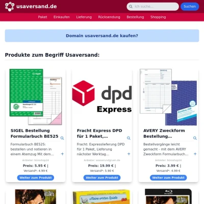 Screenshot usaversand.de