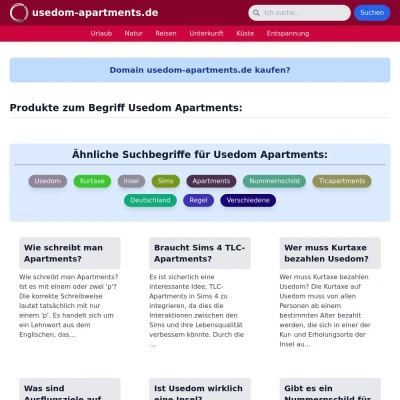 Screenshot usedom-apartments.de