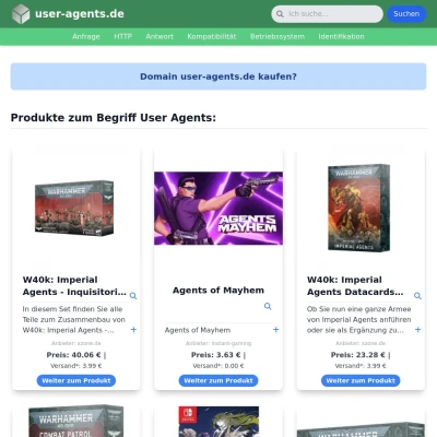 Screenshot user-agents.de