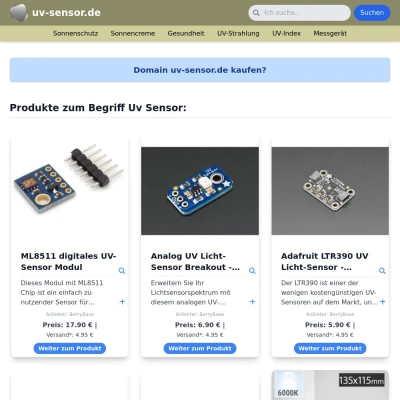 Screenshot uv-sensor.de