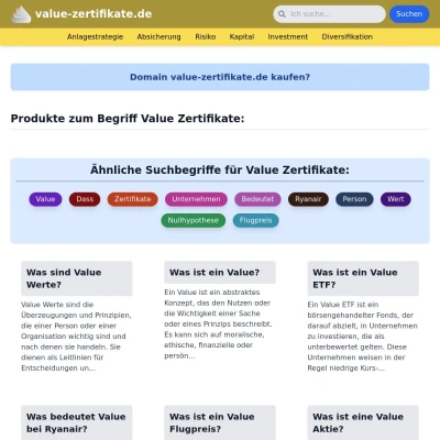 Screenshot value-zertifikate.de