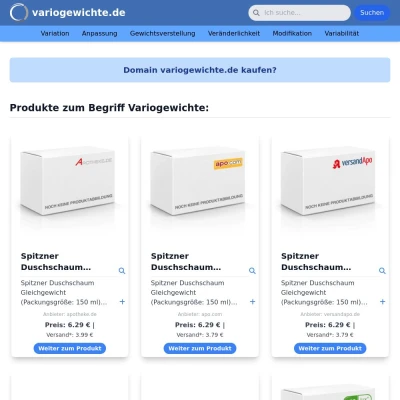 Screenshot variogewichte.de