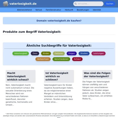 Screenshot vaterlosigkeit.de