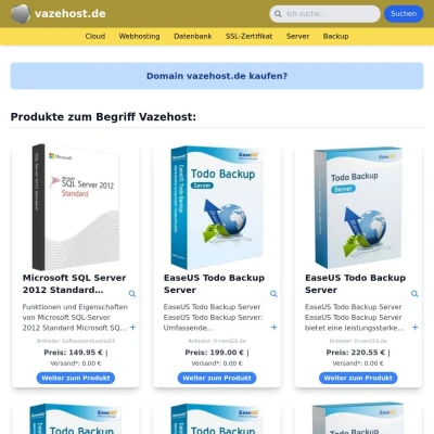 Screenshot vazehost.de