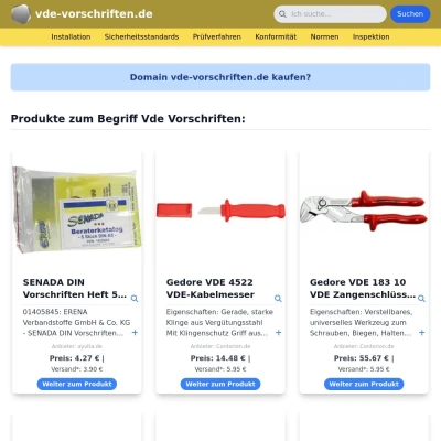 Screenshot vde-vorschriften.de