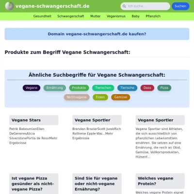 Screenshot vegane-schwangerschaft.de