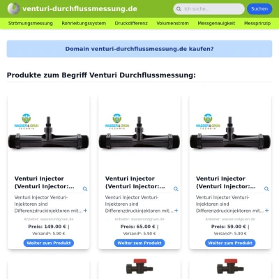 Screenshot venturi-durchflussmessung.de