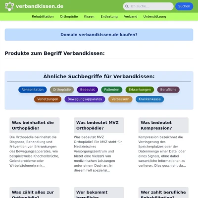 Screenshot verbandkissen.de
