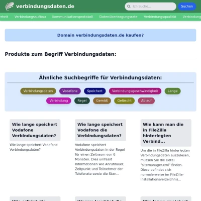 Screenshot verbindungsdaten.de