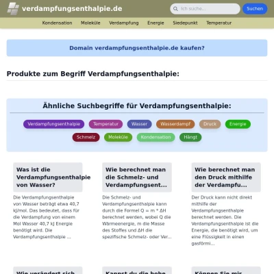 Screenshot verdampfungsenthalpie.de