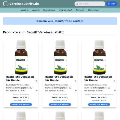 Screenshot vereinsaustritt.de