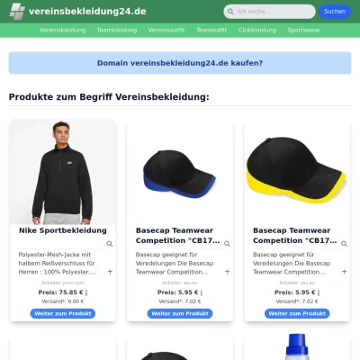 Screenshot vereinsbekleidung24.de