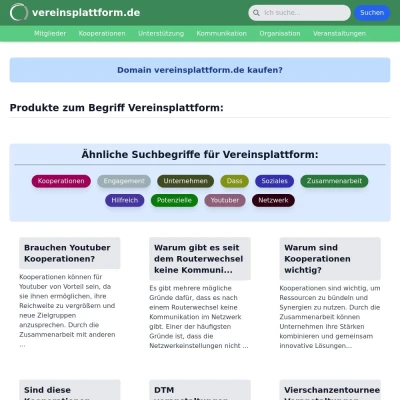 Screenshot vereinsplattform.de