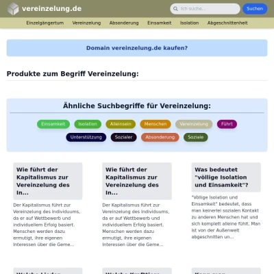 Screenshot vereinzelung.de