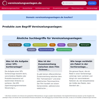 Screenshot vereinzelungsanlagen.de