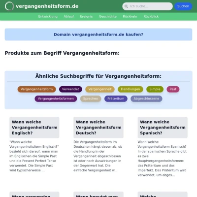 Screenshot vergangenheitsform.de