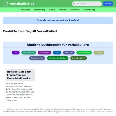 Screenshot verkalkuliert.de