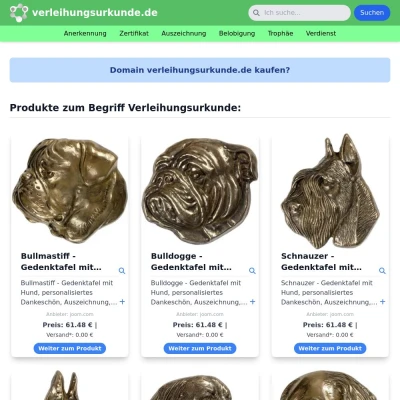 Screenshot verleihungsurkunde.de