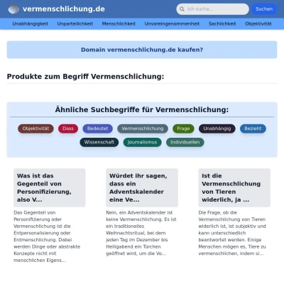 Screenshot vermenschlichung.de