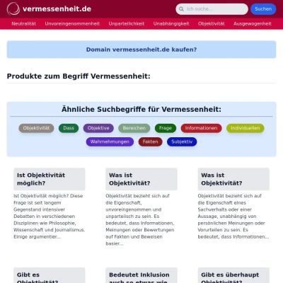 Screenshot vermessenheit.de