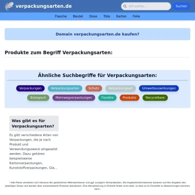 Screenshot verpackungsarten.de