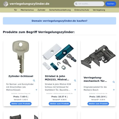 Screenshot verriegelungszylinder.de