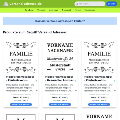 Screenshot versand-adresse.de