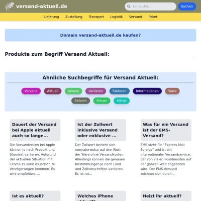 Screenshot versand-aktuell.de