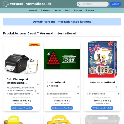 Screenshot versand-international.de