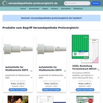 Screenshot versandapotheke-preisvergleich.de