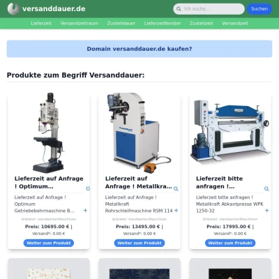 Screenshot versanddauer.de