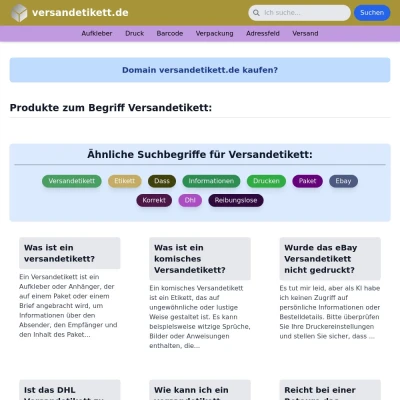 Screenshot versandetikett.de