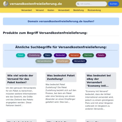 Screenshot versandkostenfreielieferung.de