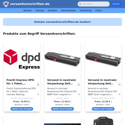 Screenshot versandvorschriften.de