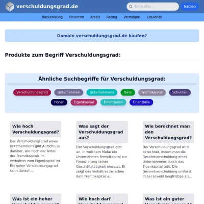 Screenshot verschuldungsgrad.de