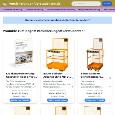 Screenshot versicherungenfuerstudenten.de