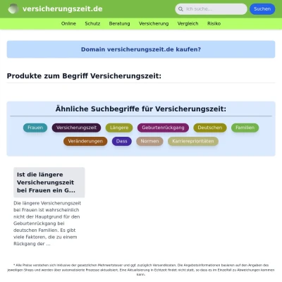 Screenshot versicherungszeit.de