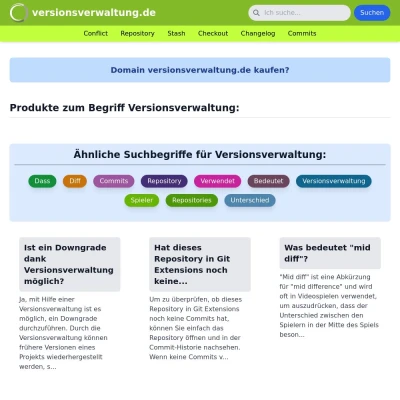 Screenshot versionsverwaltung.de