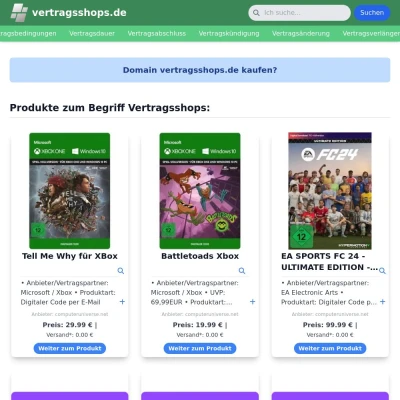 Screenshot vertragsshops.de