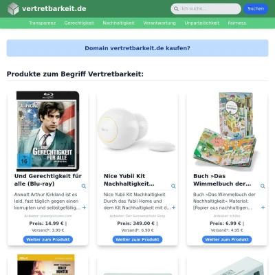 Screenshot vertretbarkeit.de